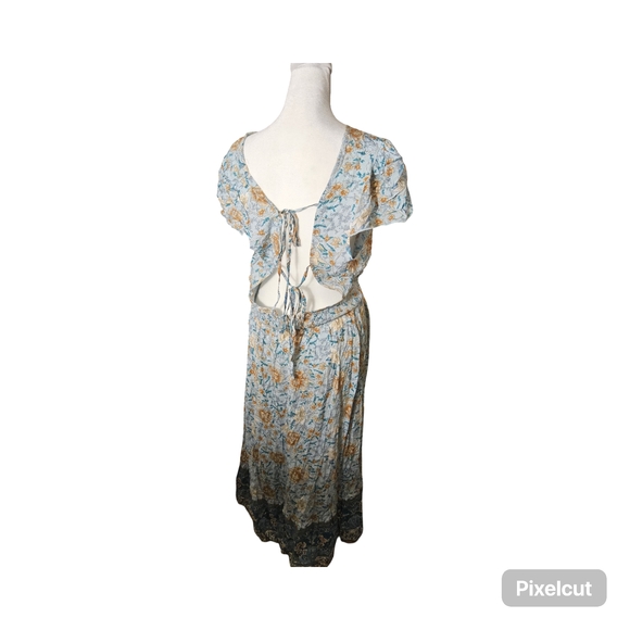 NWOT Allegra K Floral Midi Dress in Blue and Green Size XL - Picture 7 of 10